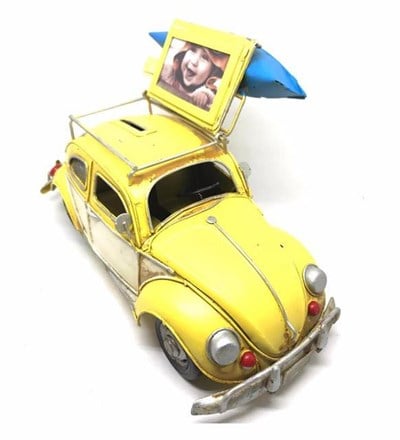 Nostaljik Metal Kumbara ve Fotoğraf Çerçeveli Vosvos - 27 Cm