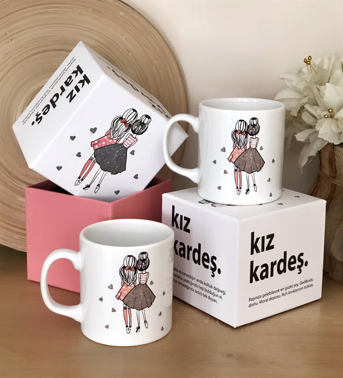 Özel Kutulu Kız Kardeş Tasarımlı 2'li KupaGiftmodakız-kar-kk-2'li-Set