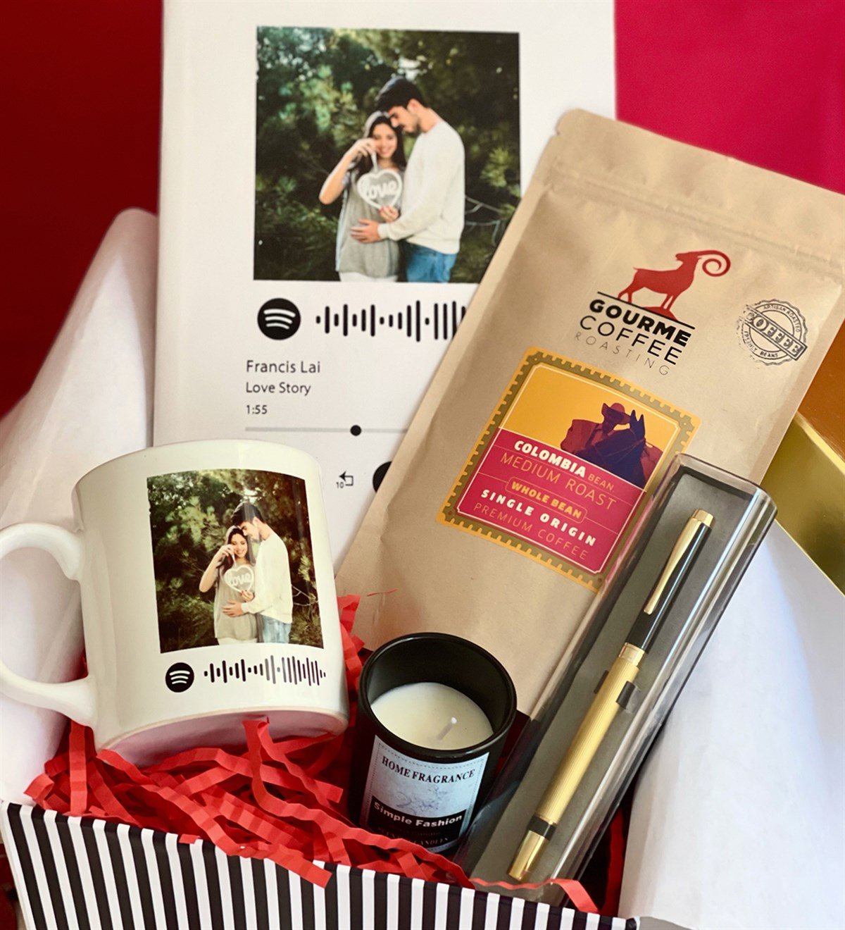 Özelleştirelebilir Spotify Filitre Kahveli Sevgiliye Hediye SetiGiftmodaGmhs100165