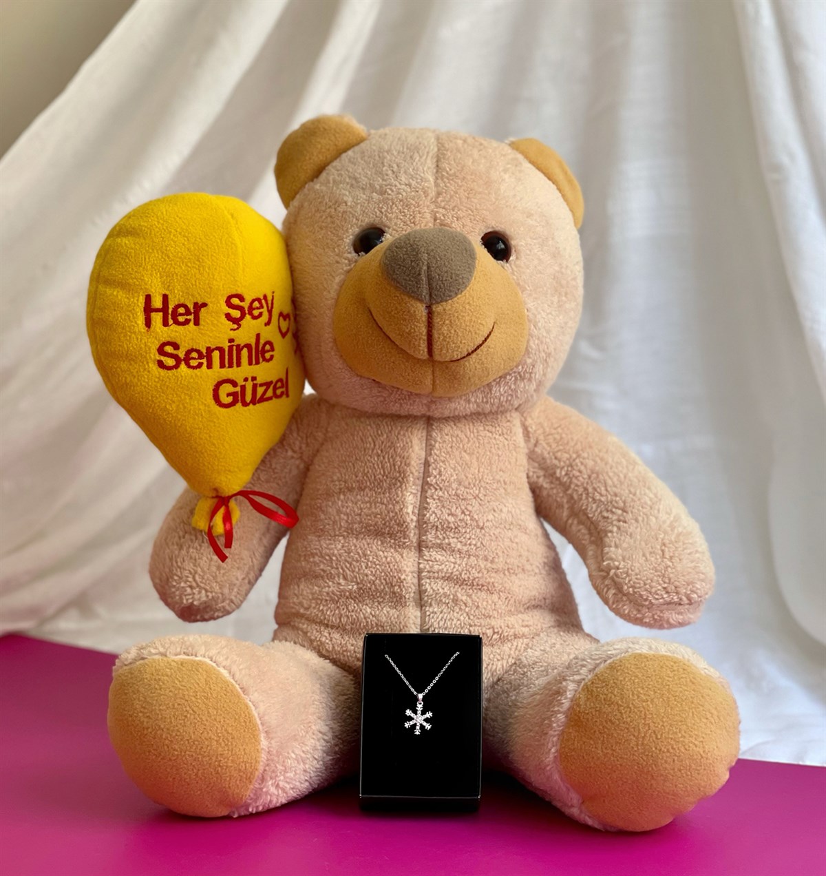 Her Şey Seninle Güzel Peluş Ayıcık Ve Kolye Hediye SetiGiftmodaGmhs101089