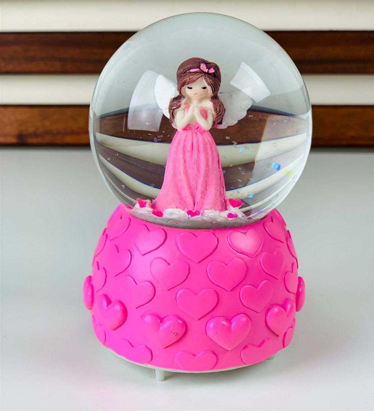 Peri Kızı Orta Boy Işıklı Müzikli Kar KüresiGiftmodaGM-1327-pembe