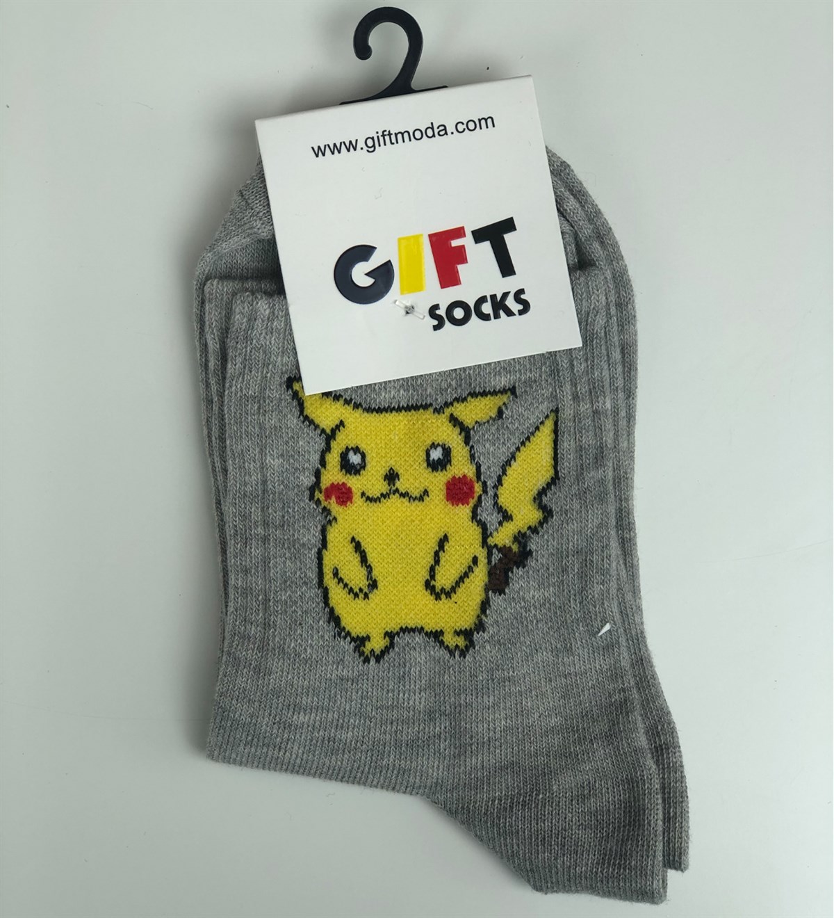 Pikachu Tasarımlı Gri ÇorapGiftmodaPikachu-Çorap