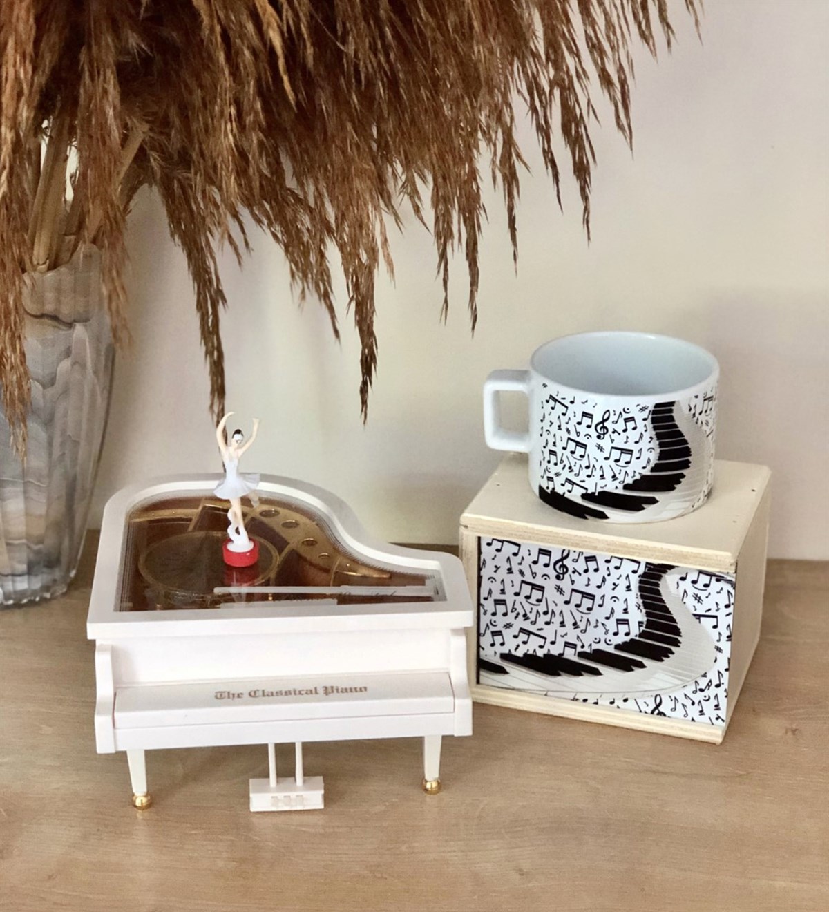 Piyano Müzik Kutusu Ve Piyano Tasarımlı Kutulu KupaGiftmodaGM-1075-GM00013-Set