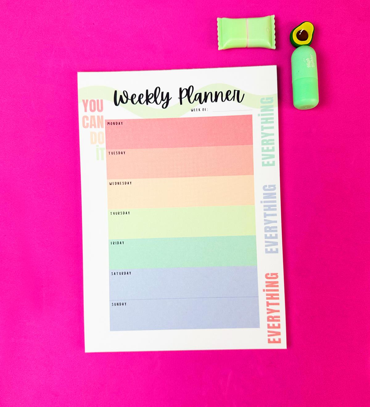 Renkli Motto Tasarımlı Klavye Önü Haftalık PlanlayıcıgiftmodaBAM-1031-2	