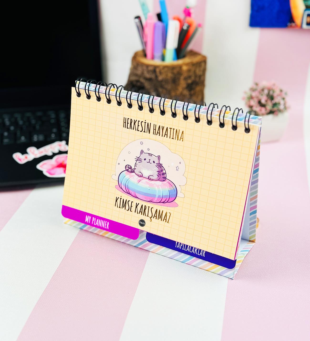 Hekesin Hayatına Kimse Karışamaz Tasarımlı Yeni Nesil Masa Üsü Planner 2 Sayfa StickergiftmodaBam-1227
