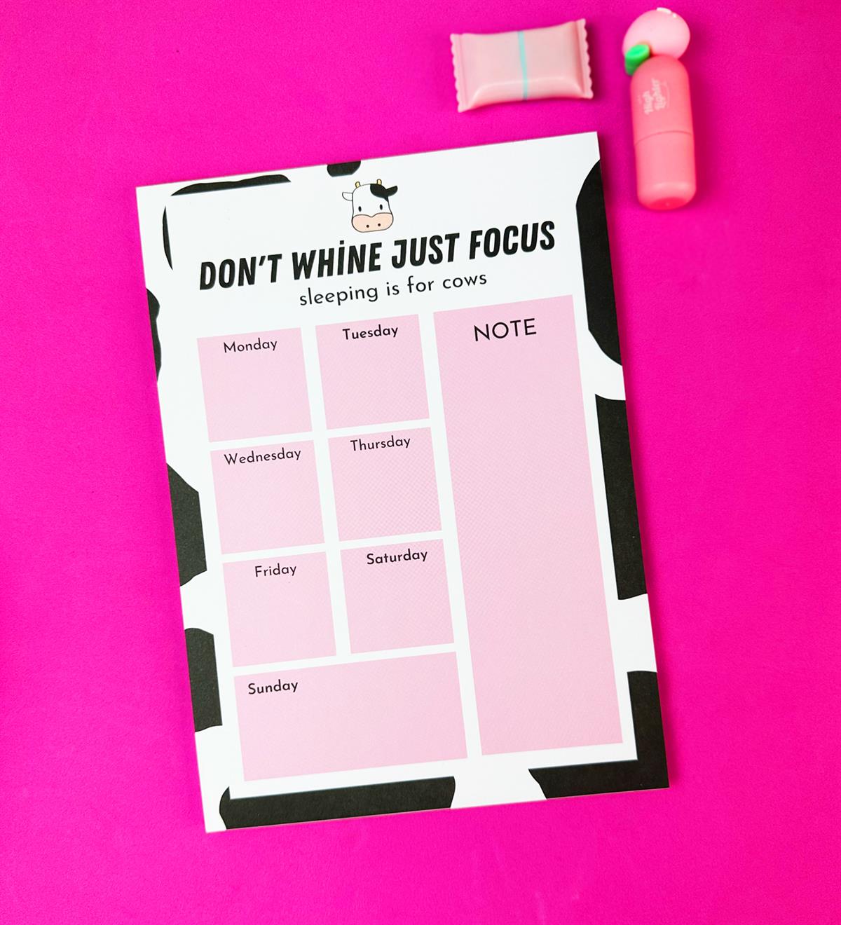 İnek Motto Tasarımlı Klavye Önü Haftalık PlanlayıcıgiftmodaBAM-1031-5	