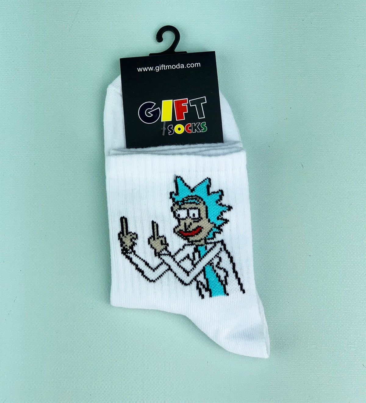 Rick Tasarımlı Beyaz ÇorapGiftmodaRick-Çorap