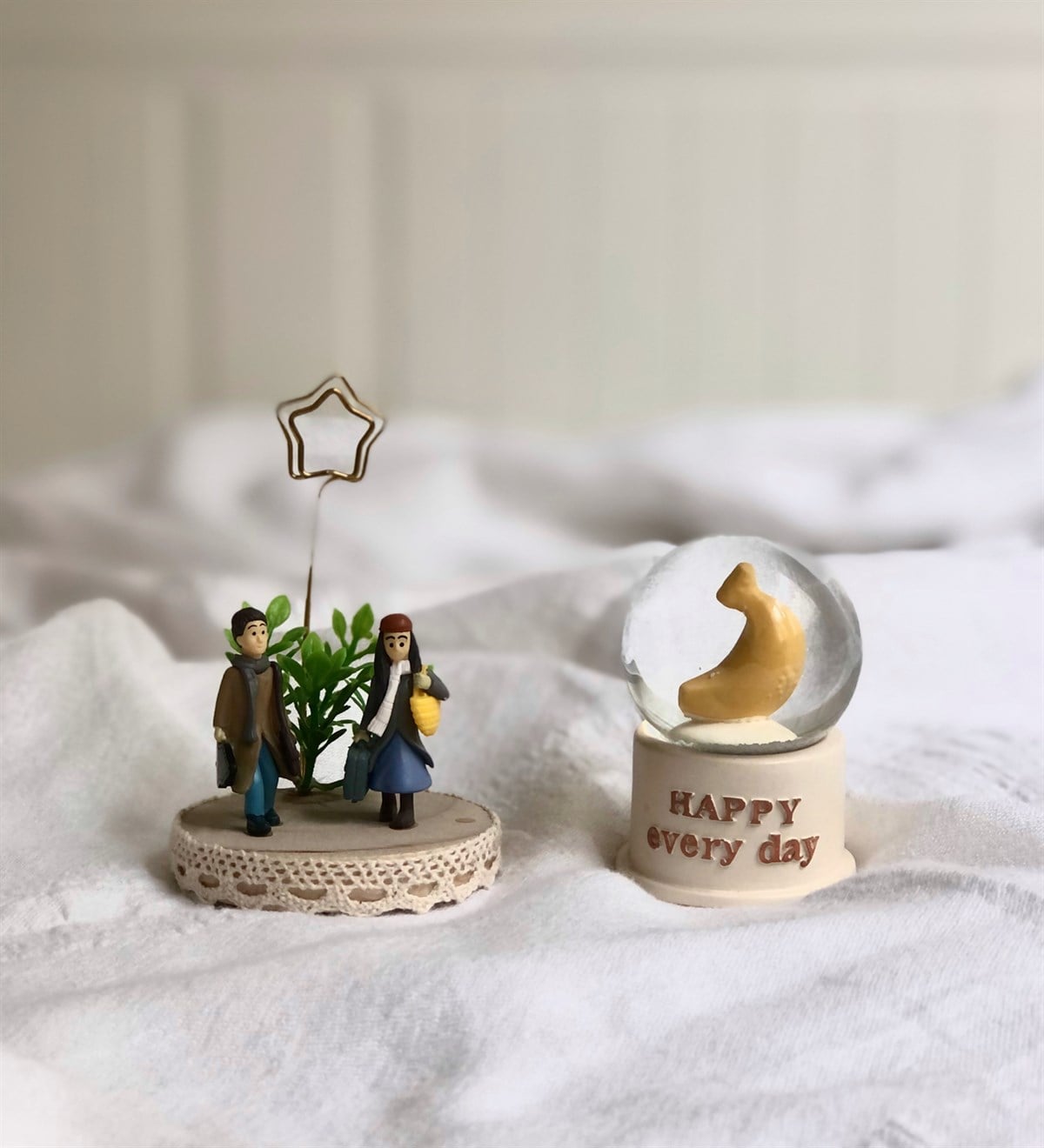 Romantik Aşıklar Not Tutucu Ve Mini Boy Muz Işıklı Kar KüresiGiftmodaGm-1349-Muz