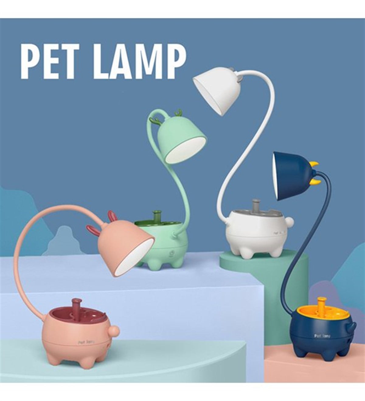 Şarjlı Dokunmatik Telefon Standlı Sevimli Hayvan Tasarımlı Masa LambasıGiftmodaGM-4036