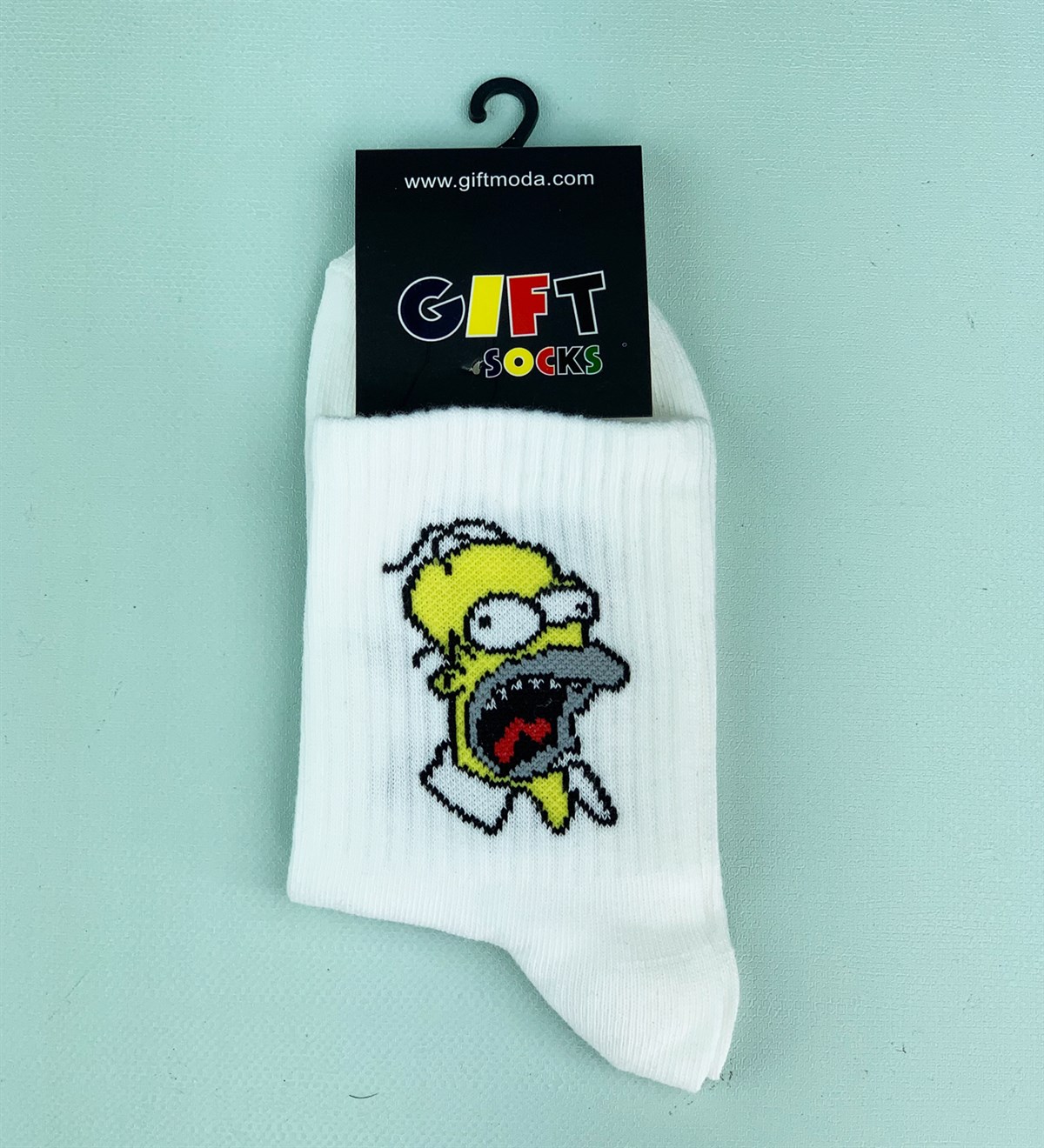 Simpson Tasarımlı Beyaz ÇorapGiftmodaSimpson-Çorap
