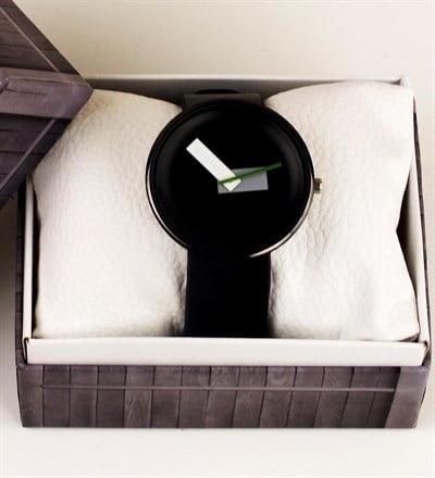 Siyah Deri Unisex Tasarım Saat