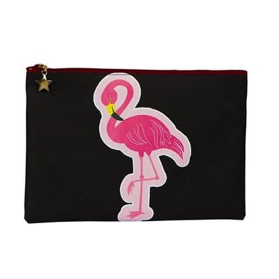 Siyah Flamingo Kanvas Çanta