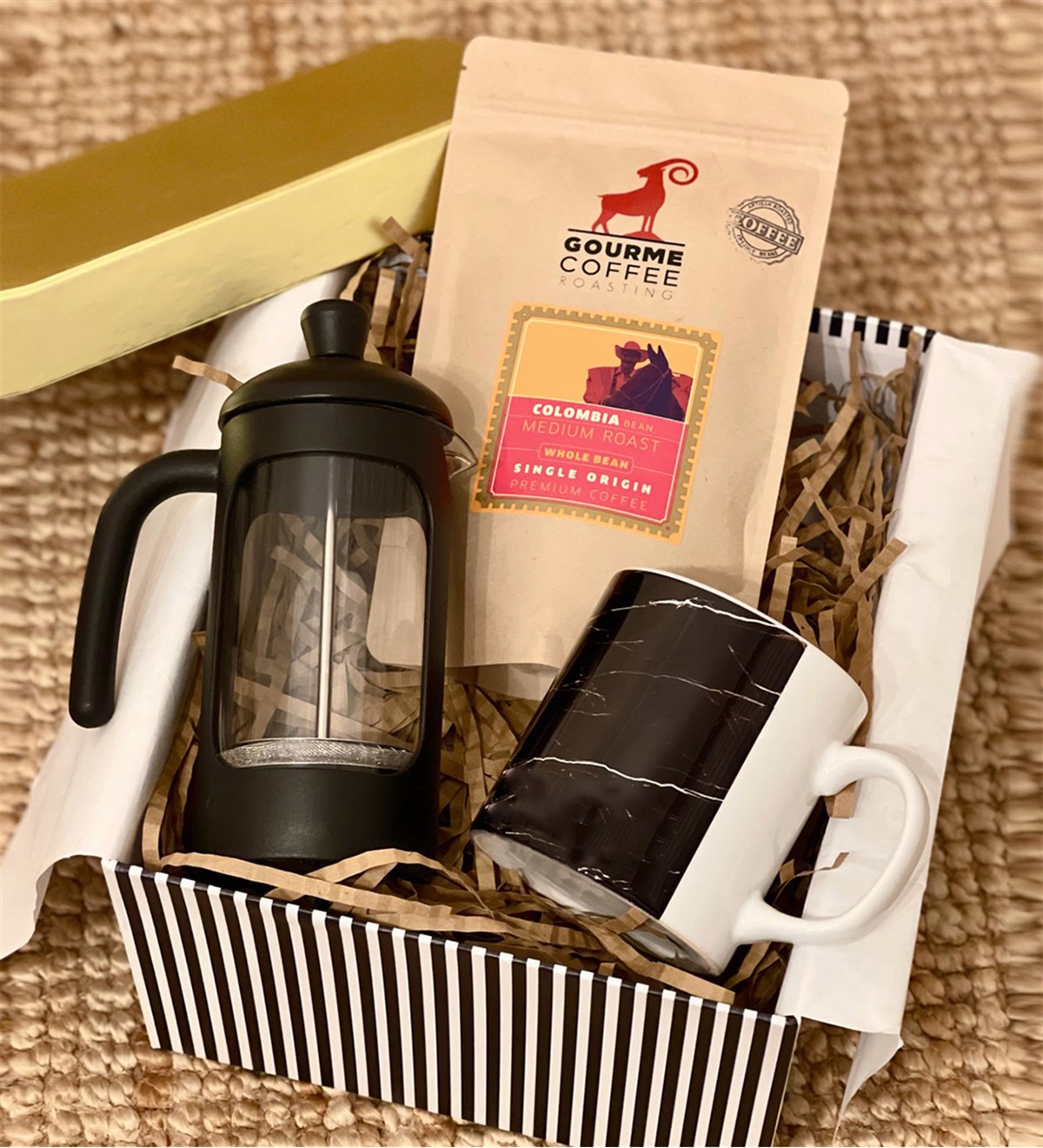 Siyah Mermer French Press & Filtre Kahveli Sevgiliye Hediye SetiGiftmodaGmhs100255