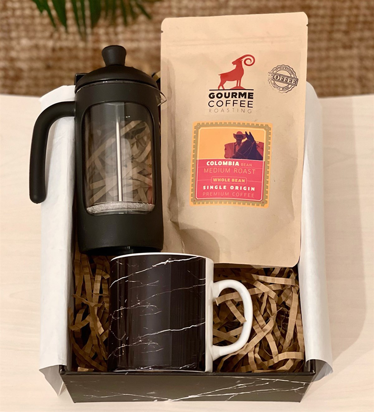 Siyah Mermer French Press & Filtre Kahveli Sevgiliye Hediye SetiGiftmodaGmhs100256