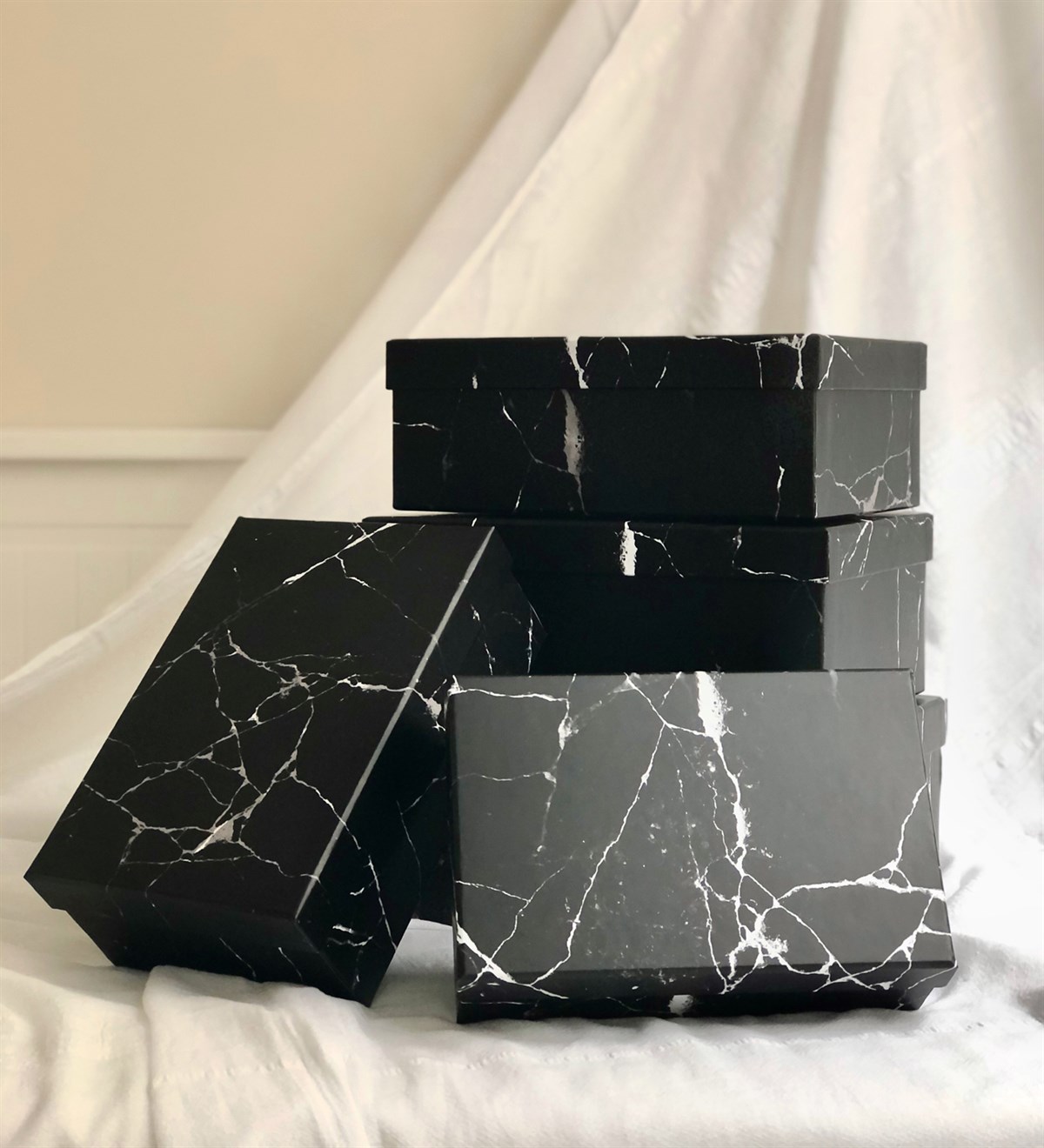 Siyah Mermer Tasarımlı 5'li KutuGiftmodaGmhk10001