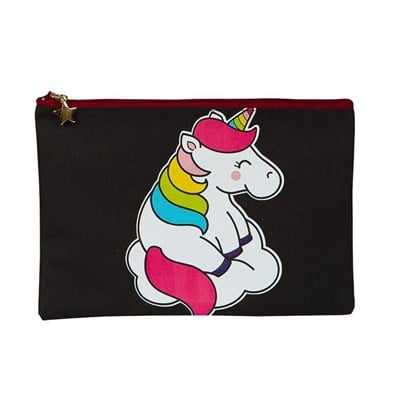 Siyah Unicorn Kanvas Çanta