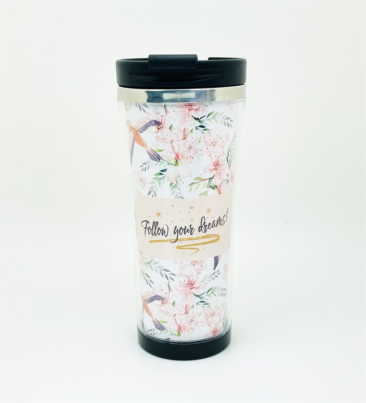 Mavi Papatya Tasarımlı 400 Ml Temos Mug Bardak giftmodaGmmg100125