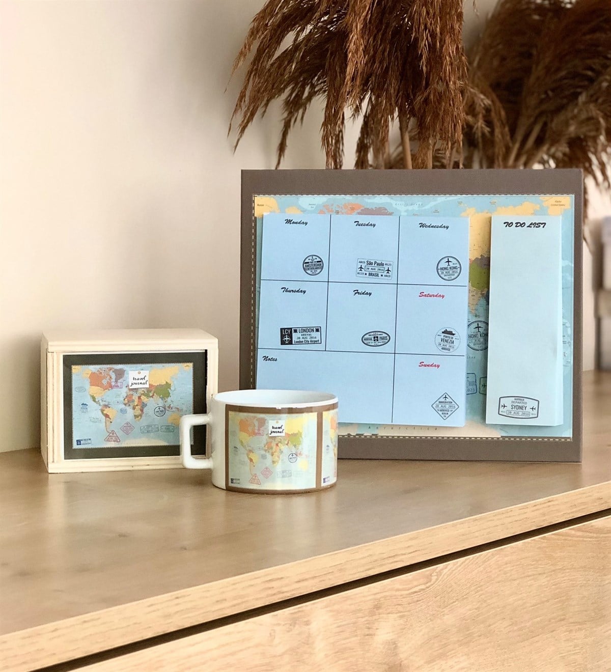 Travel Tasarımlı Kutulu Kupa Ve Planner SetGiftmodaTravel-Planner-Kutulu-Kupa