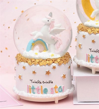 Unicorn Tasarımlı Işıklı Otomatik Kar Küresi Büyük Boy