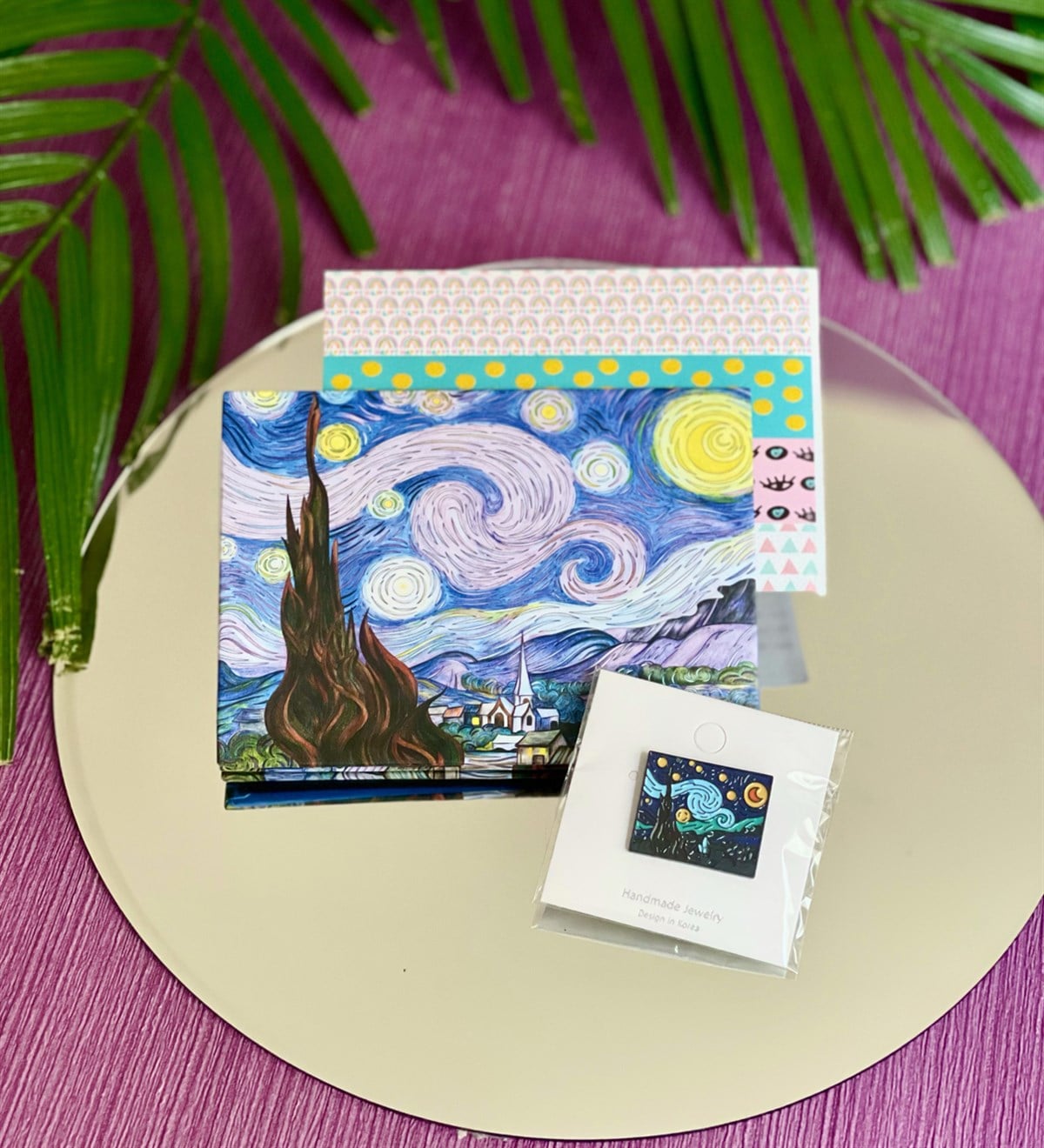 Van Gogh Yıldızlı Gece Mini Albüm Ve Rozet SetGiftmodaGmhs100281