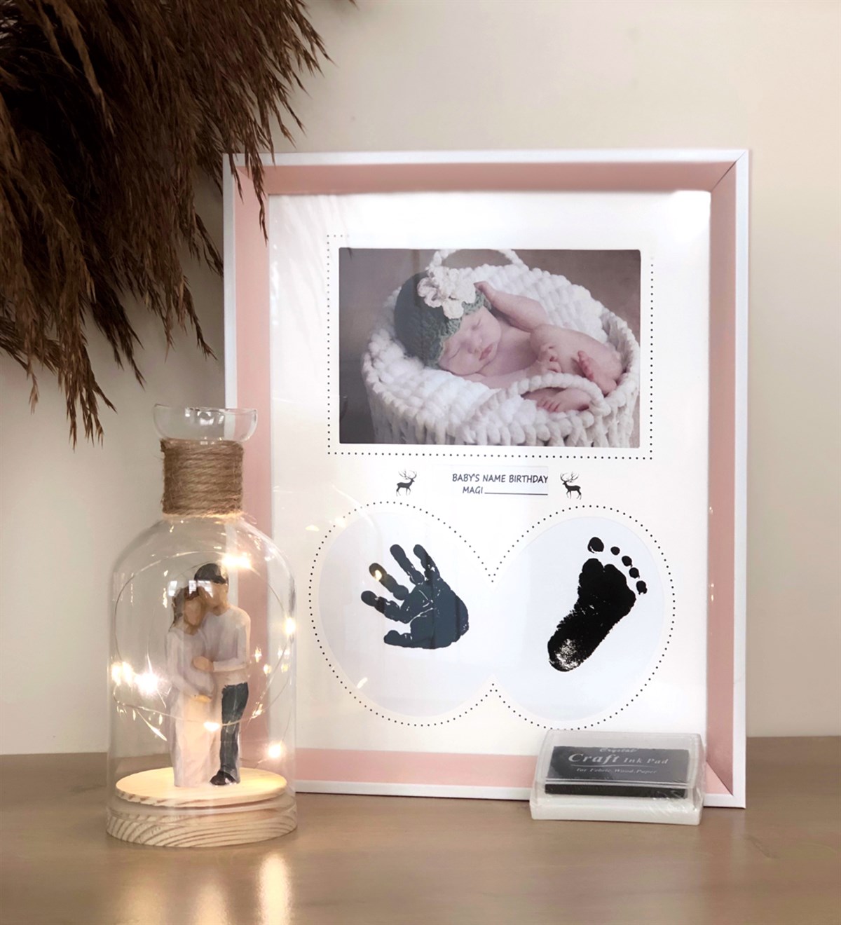 Yeni Doğan Bebek Çerçeve Ve Işıklı Biblo SetGiftmodagm-2111-GM-2532-Set