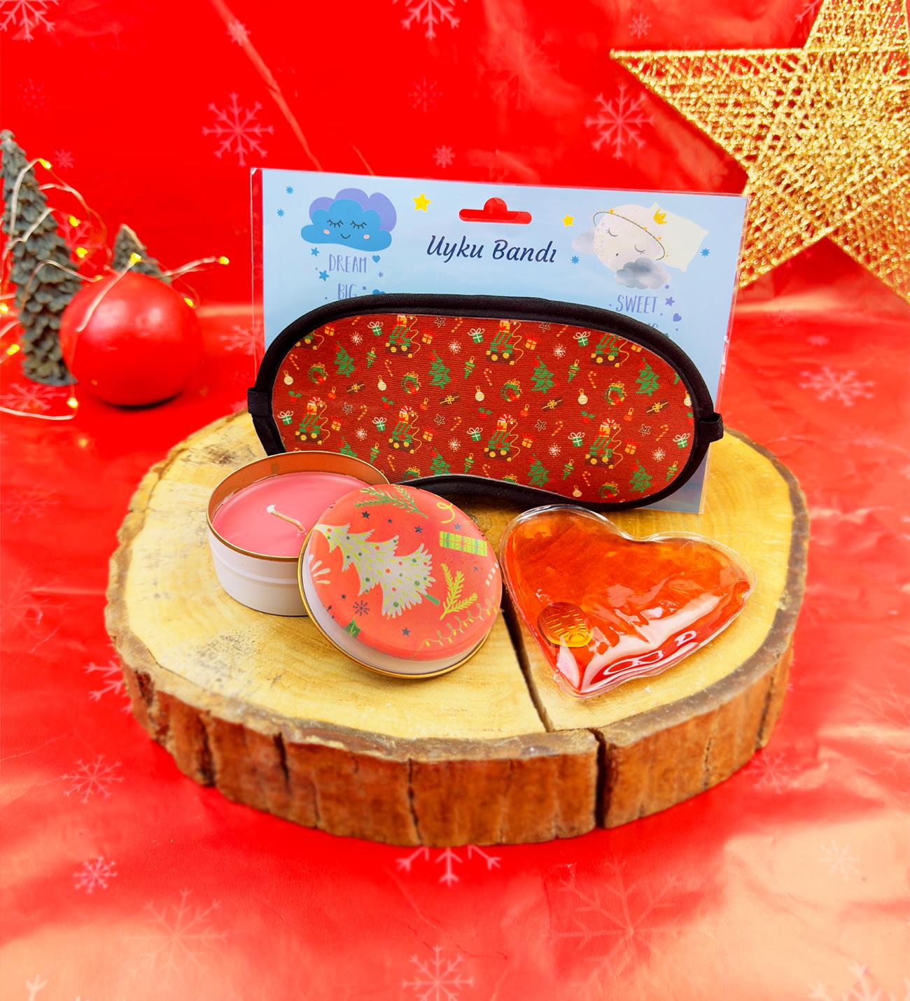 Kalp El Istıcı Mum Ve Uyku Bandı Yılbaşı Hediye SetigiftmodaGmhs102066