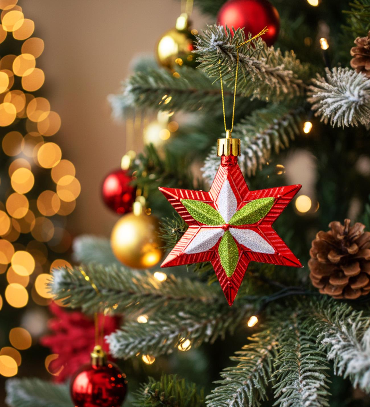 Yılbaşı Yıldız Şeklinde Ağaç Süsü – 6 AdetgiftmodaBM-1762	