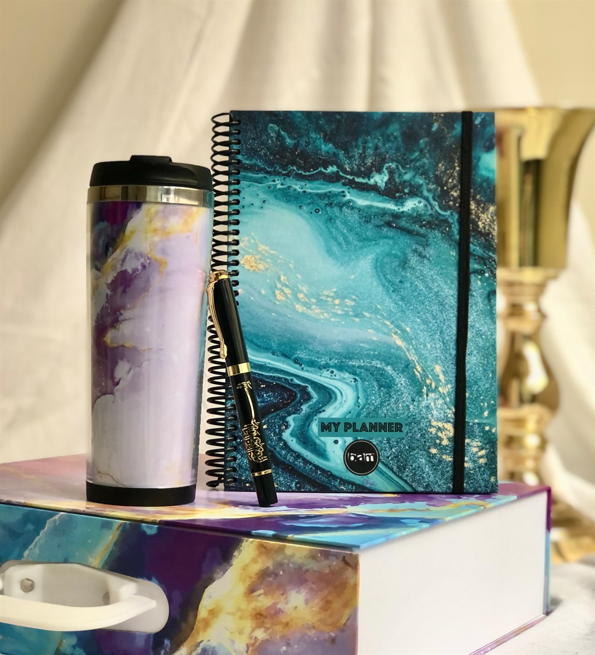  Ebruli Tasarımlı Özel Kutulu Hediye Seti Giftmoda Ebruli-Mug-Bes 