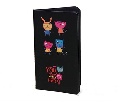 4 Kedi Siyah Yapraklı Defter