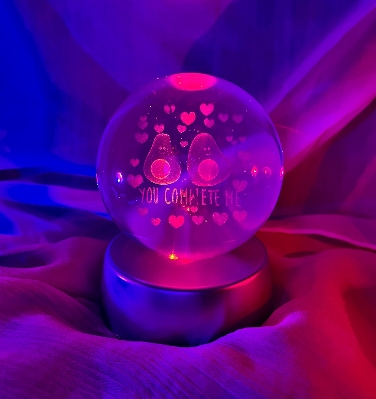 Avokado Beni Tamamlıyorsun Tasarımlı Işıklı Cam Küre	giftmodaGm-4228	