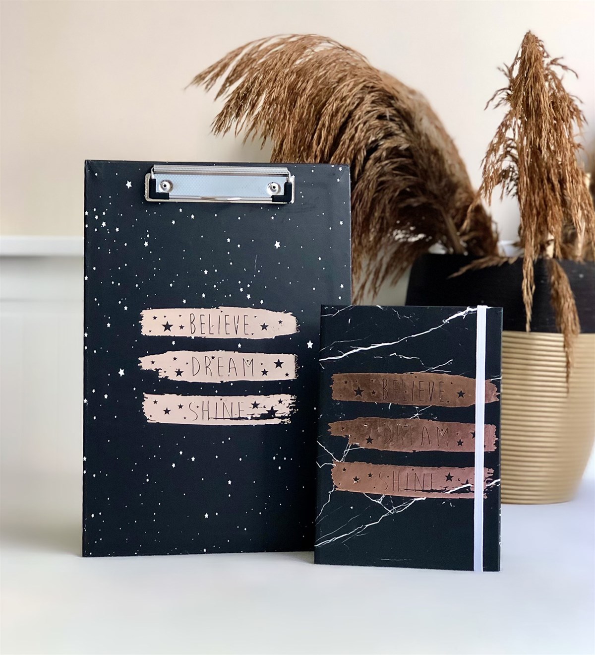Believe Dream Shıne Tasarımlı Sekreterlik Ve Lastikli Defter SetGiftmodaBelıve-Sekreterlik--Lastikli-Defter