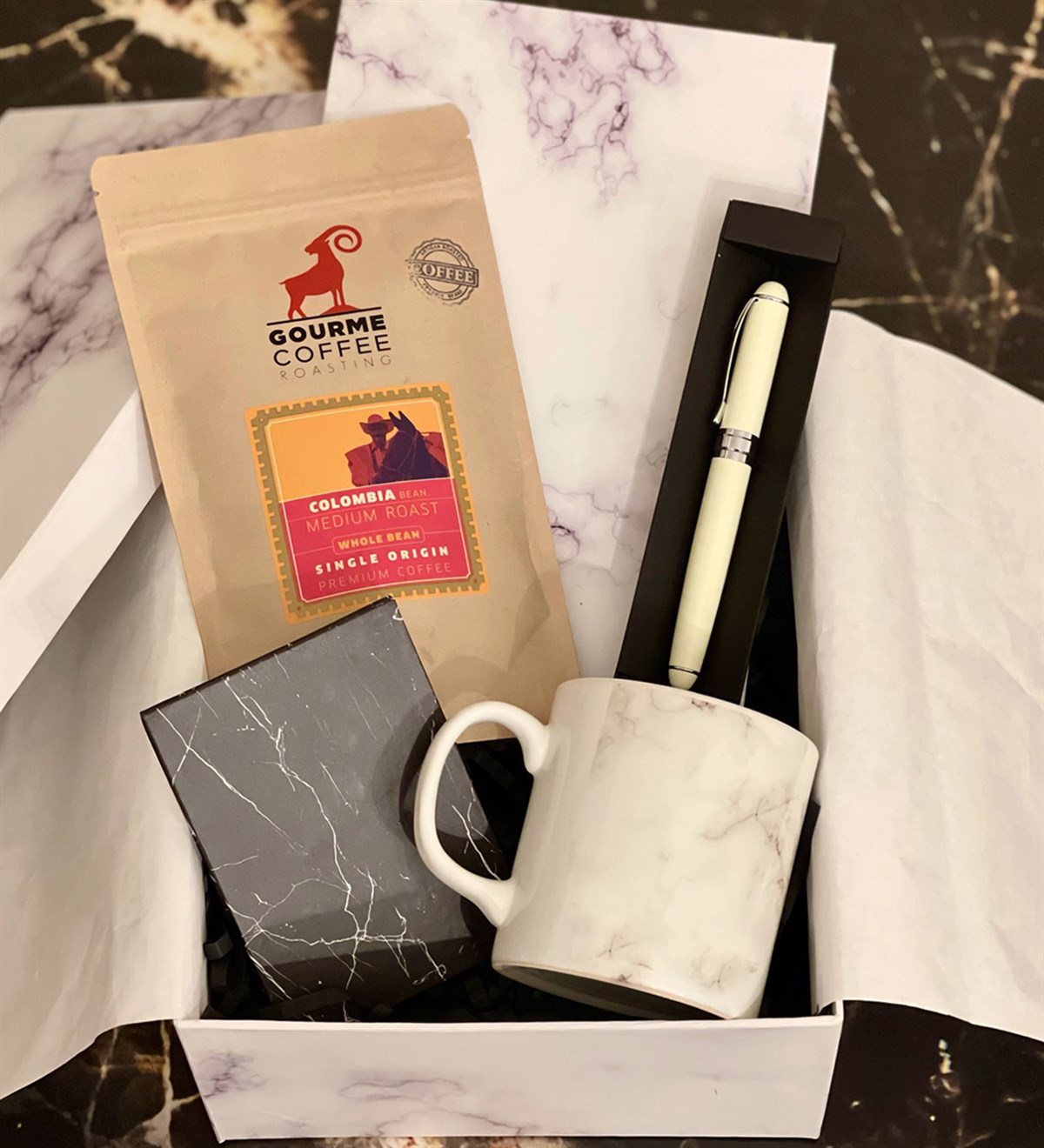 Beyaz Mermer Filtre Kahve Sevgiliye Hediye SetiGiftmodaGmhs100248