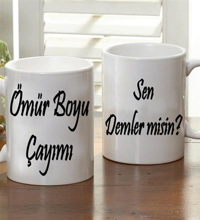 Çiftlere Özel Ömür Boyu Çayımı Sen Demler Misin Kupa Bardak