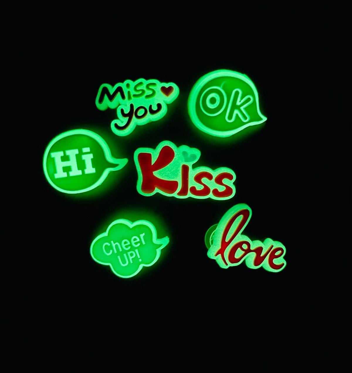 Crocs Jibbitz Fosforlu Terlik Süsü Sevimli Love Serisi 6'lı GiftmodaGmjb00017