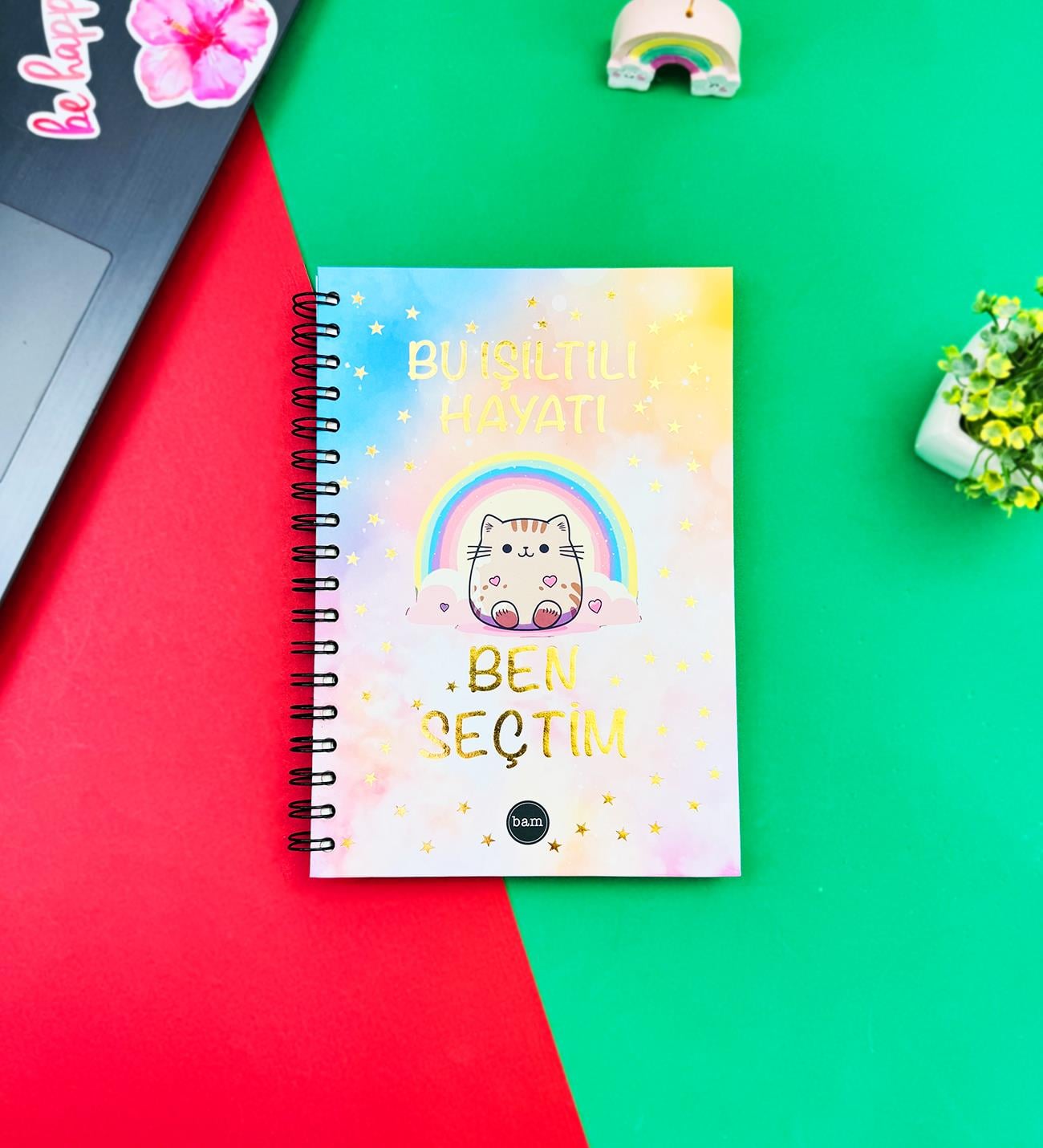 Bu Işıltılı Hayatı Ben Seçtim Tasarımlı Spiralli DeftergiftmodaBam-1280