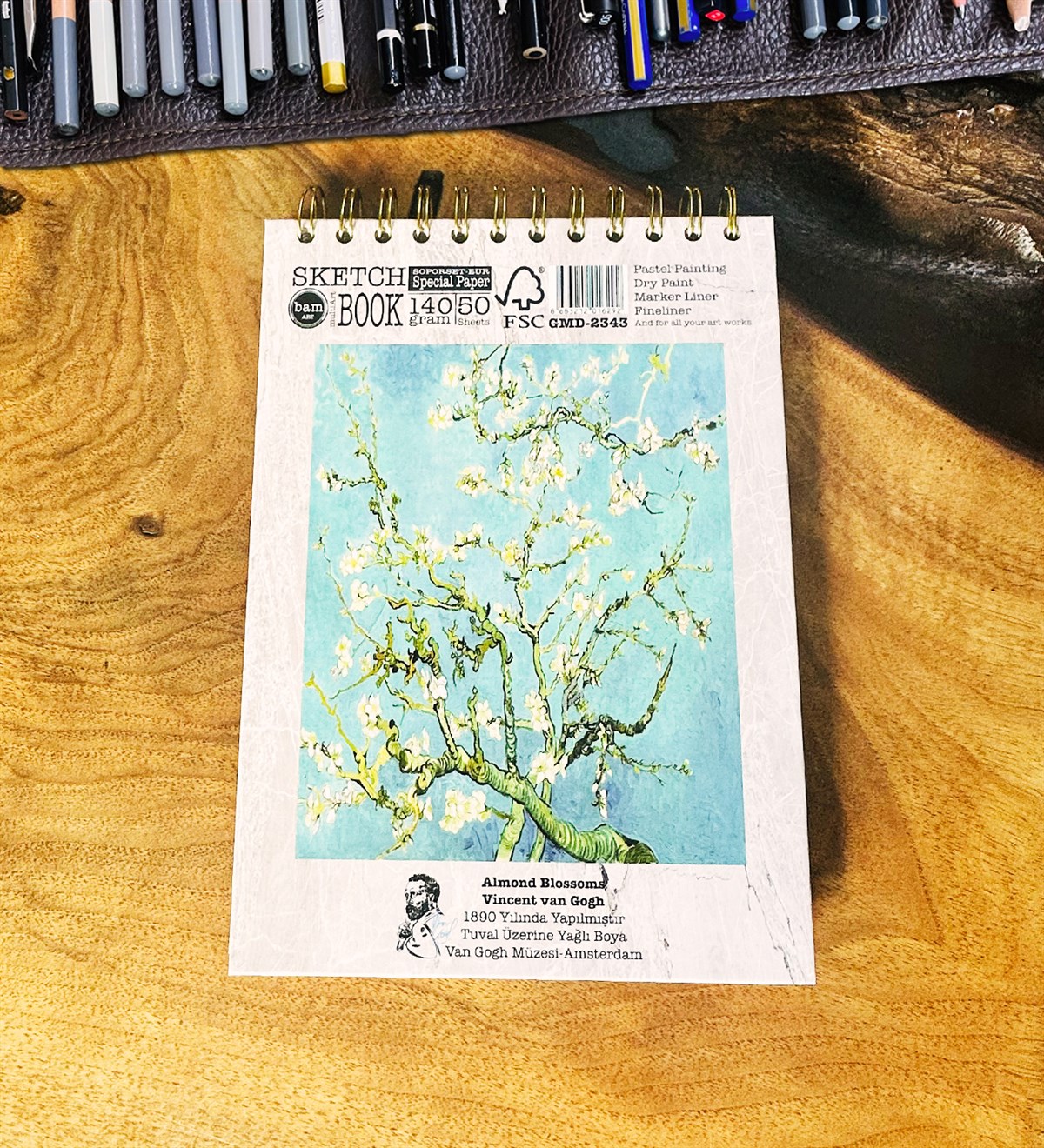 17X23Cm Sketch Book - Eskiz Defteri - Spiralli Tutuş / Grenli Sert Tasarım KapakgiftmodaGmd100651-Badem-Çiçeği