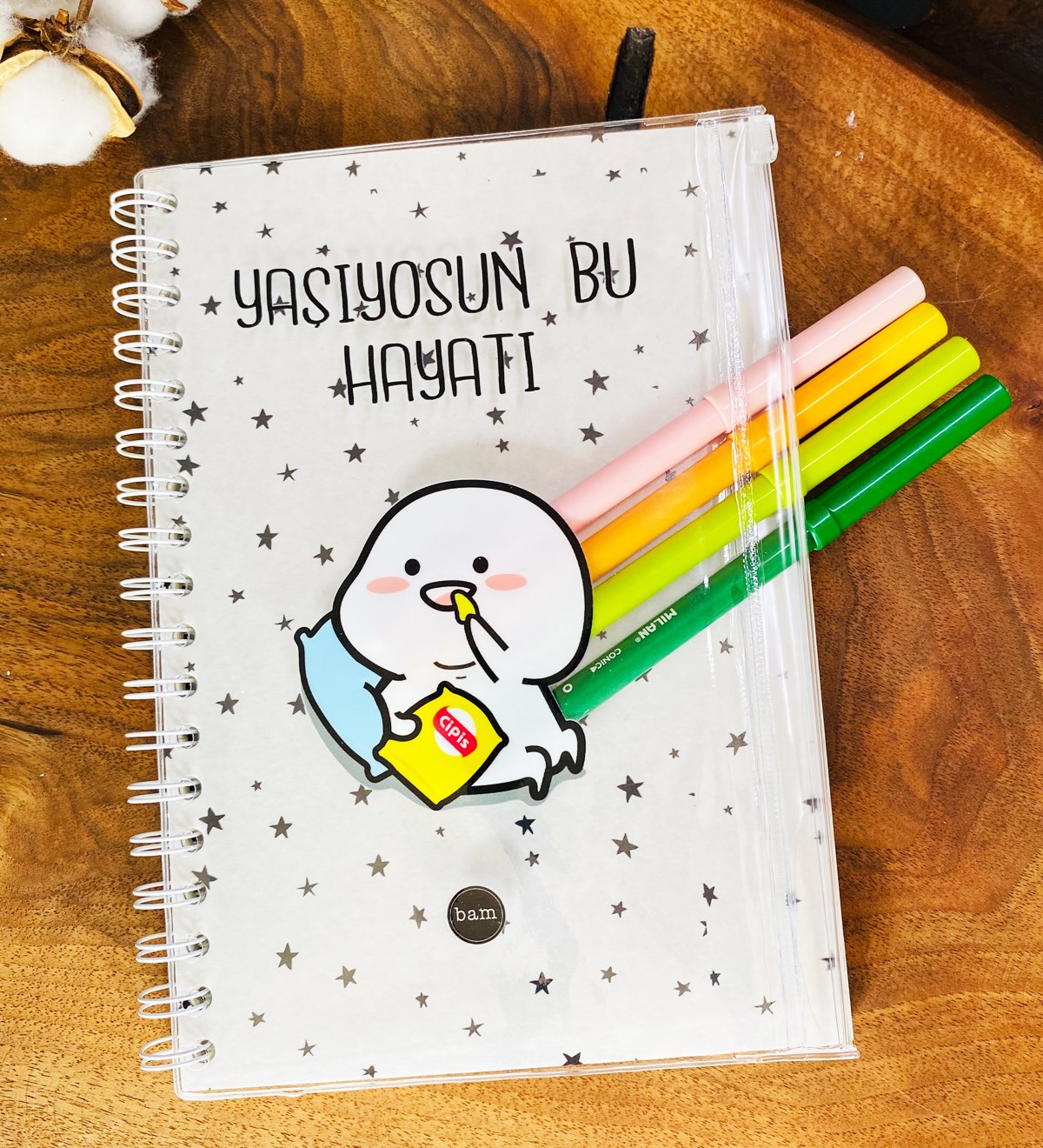 Yaşıyosun Bu Hayatı Tasarımlı Çanta Kapaklı Spiralli DeftergiftmodaGmd100331