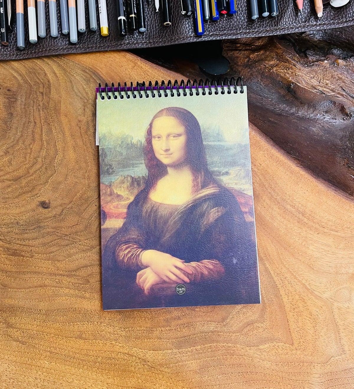 A5 Skecth Book - Eskiz Defteri - Spiralli Tutuş / Grenli Sert Tasarım KapakgiftmodaGmd100277-Mona-Lisa