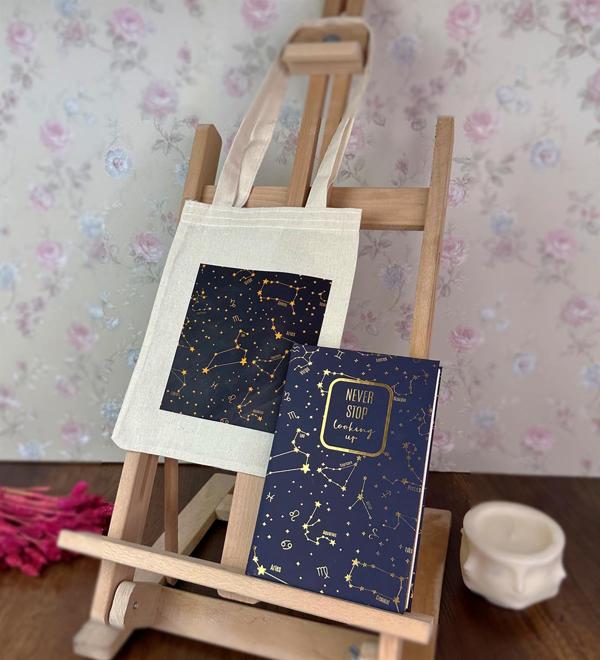Yıldız Haritası Kalın Kitap Görünümlü Defter Ve Bez Çanta SetgiftmodaGmhs101819