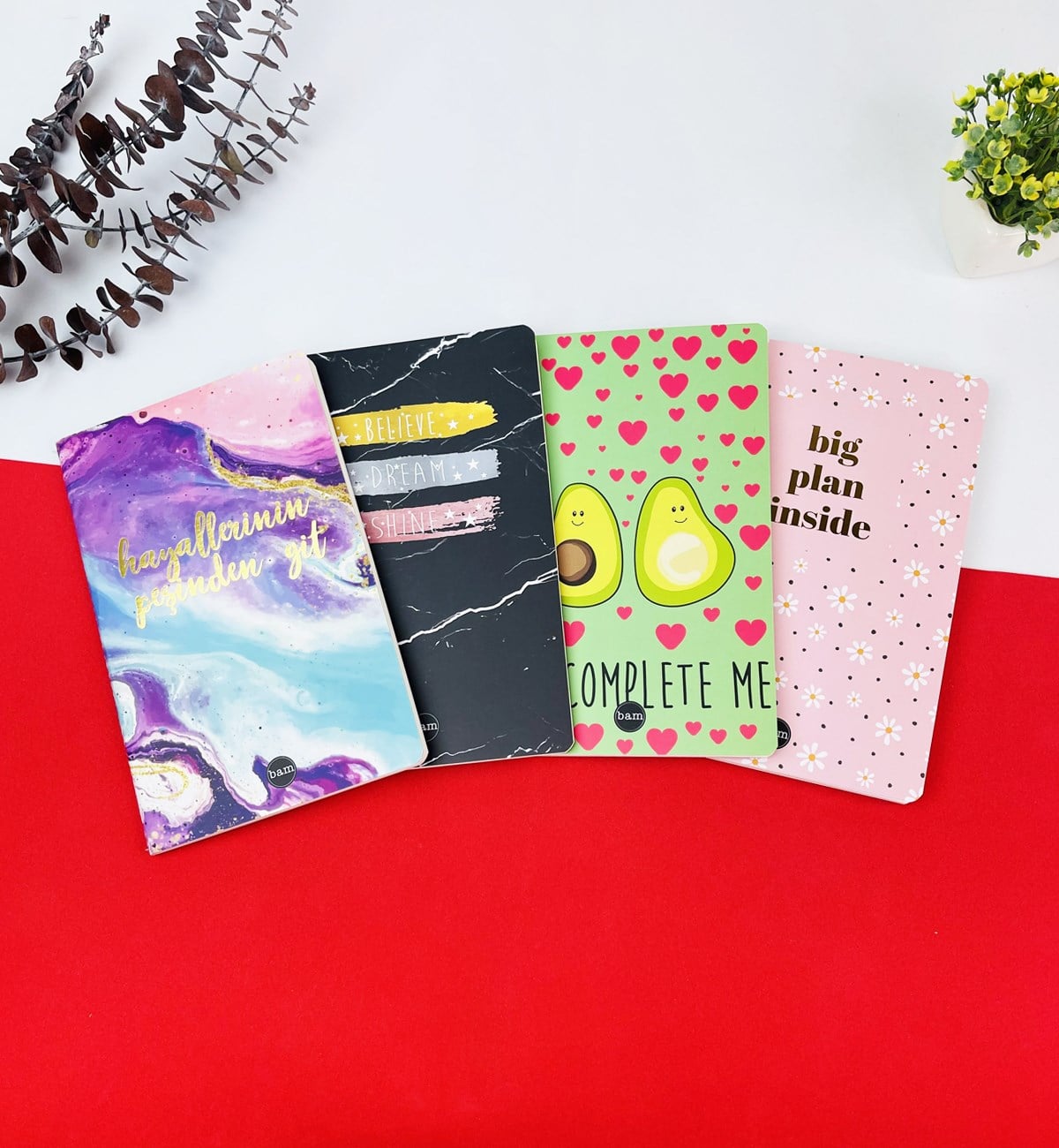 Motto Serisi 4'lü Dikişli Defter SetigiftmodaGmd100209