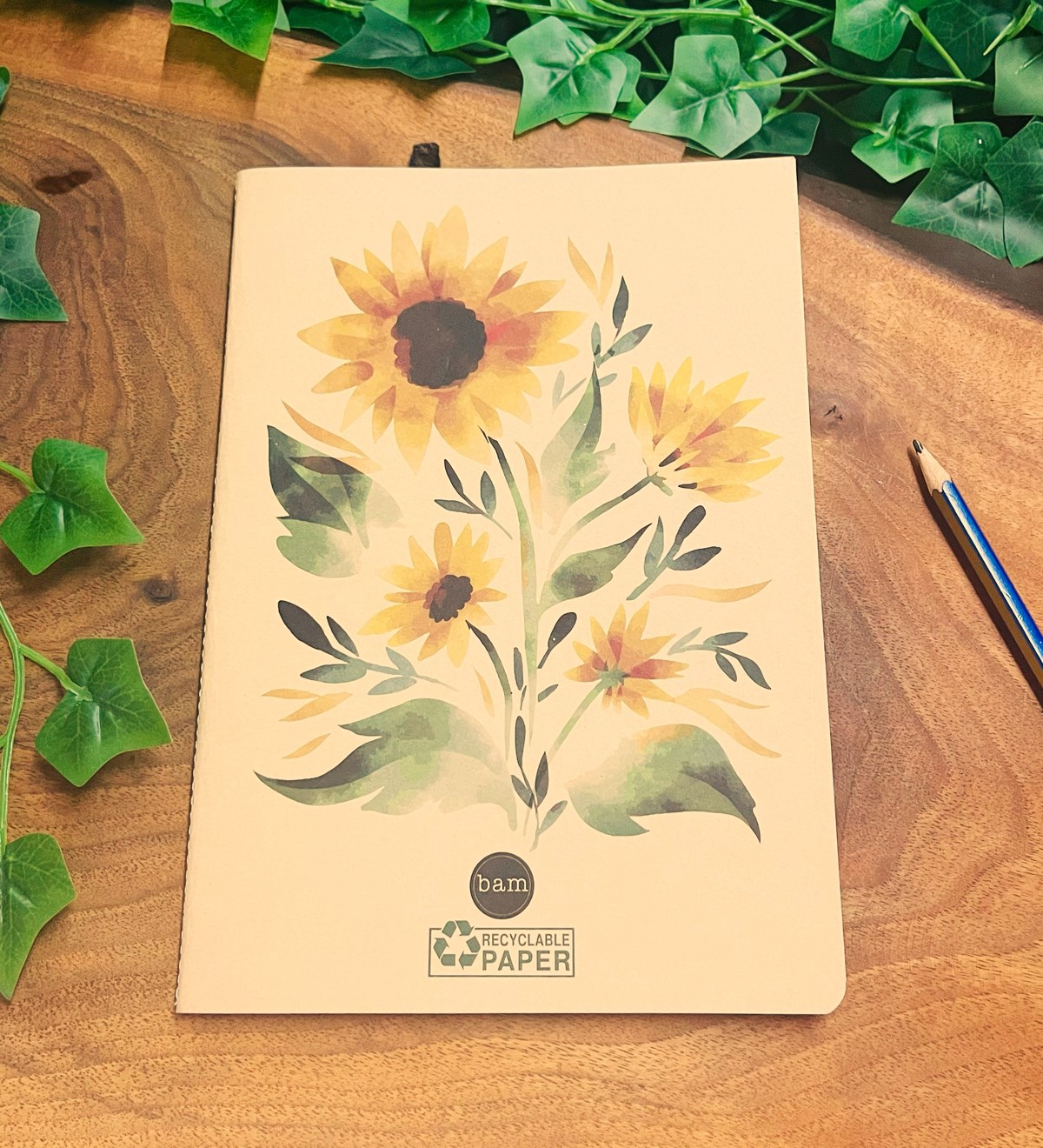 Ayçiçeği Tasarımlı Geri Dönüşümlü Kraft DeftergiftmodaGmd100369