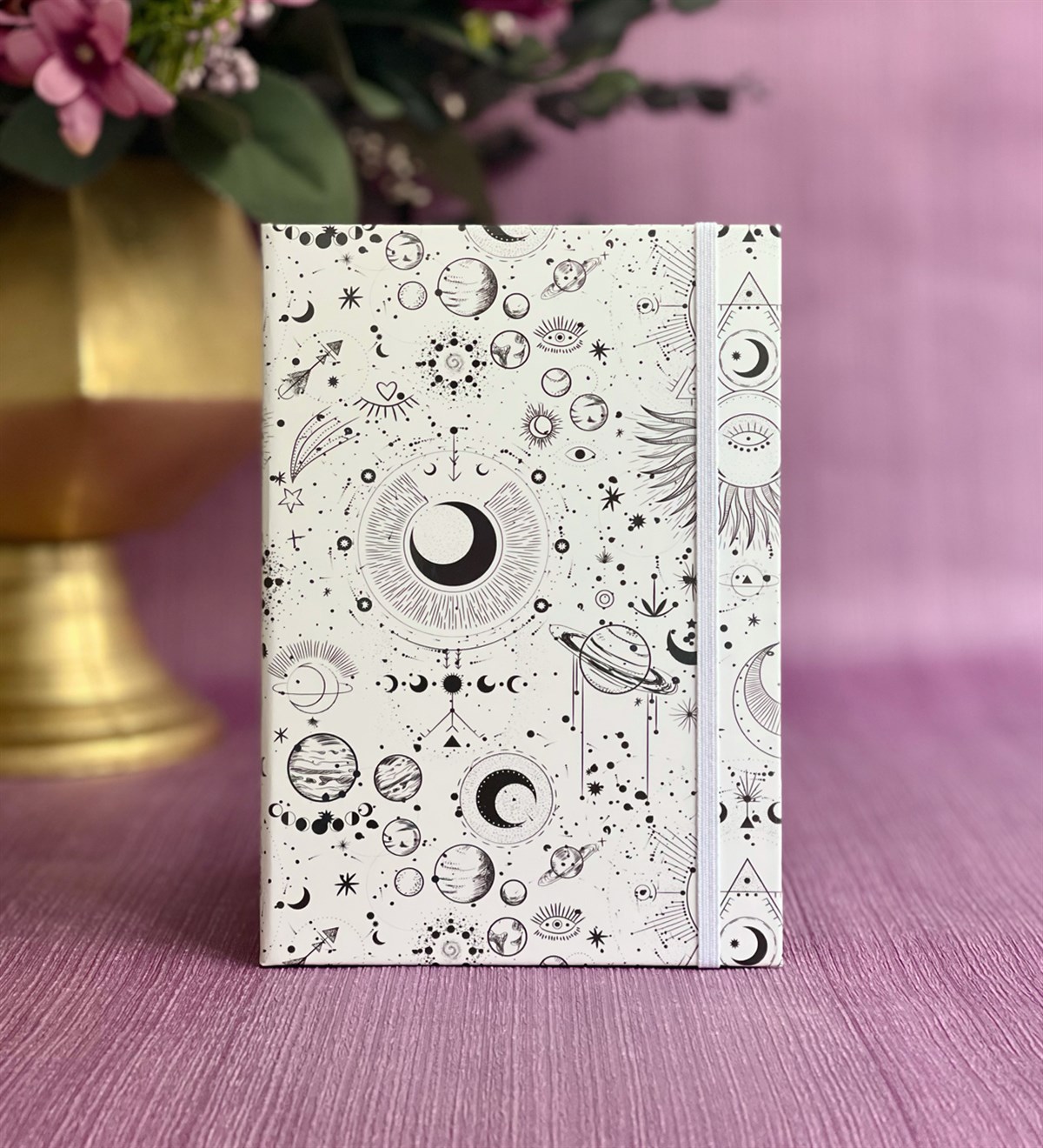 Beyaz Tarot Tasarımlı Lastikli DeftergiftmodaGmd100065