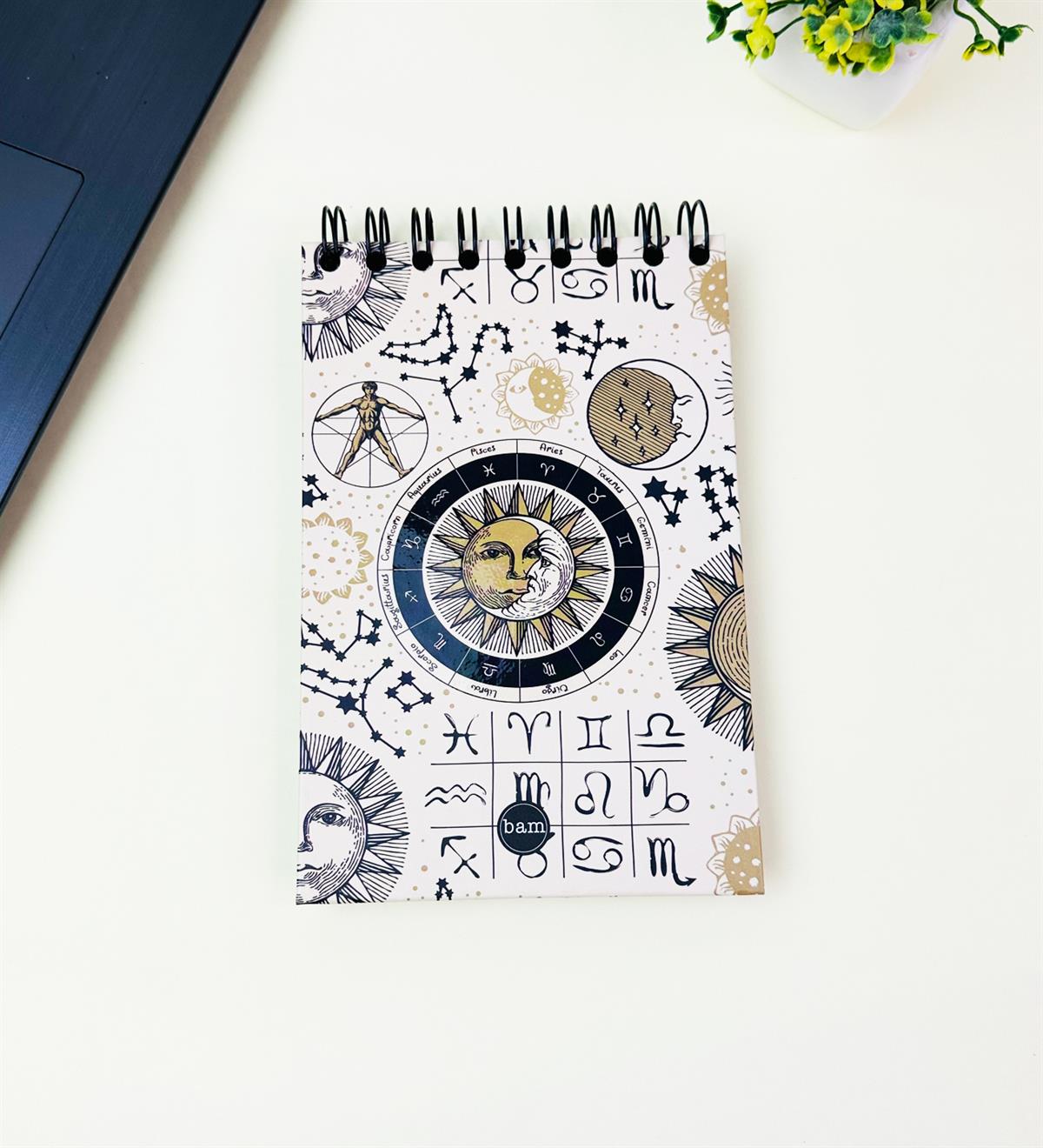 17x12Cm Sketch Book - Eskiz Defteri - Siyah Sayfa - 120 Gr - 64 YaprakgiftmodaBam-3002-6-Tarot-Ay-Güneş