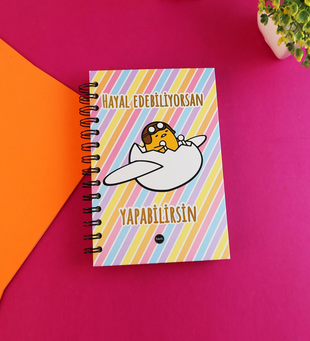 Özel Tasarım Spiralli 15*21 cm Dot Defter, Eskiz Defteri, Doodle Book - 2 SAYFA STICKER HEDİYELİ	giftmodaBam-1324-Hayal-Edebiliyorsan