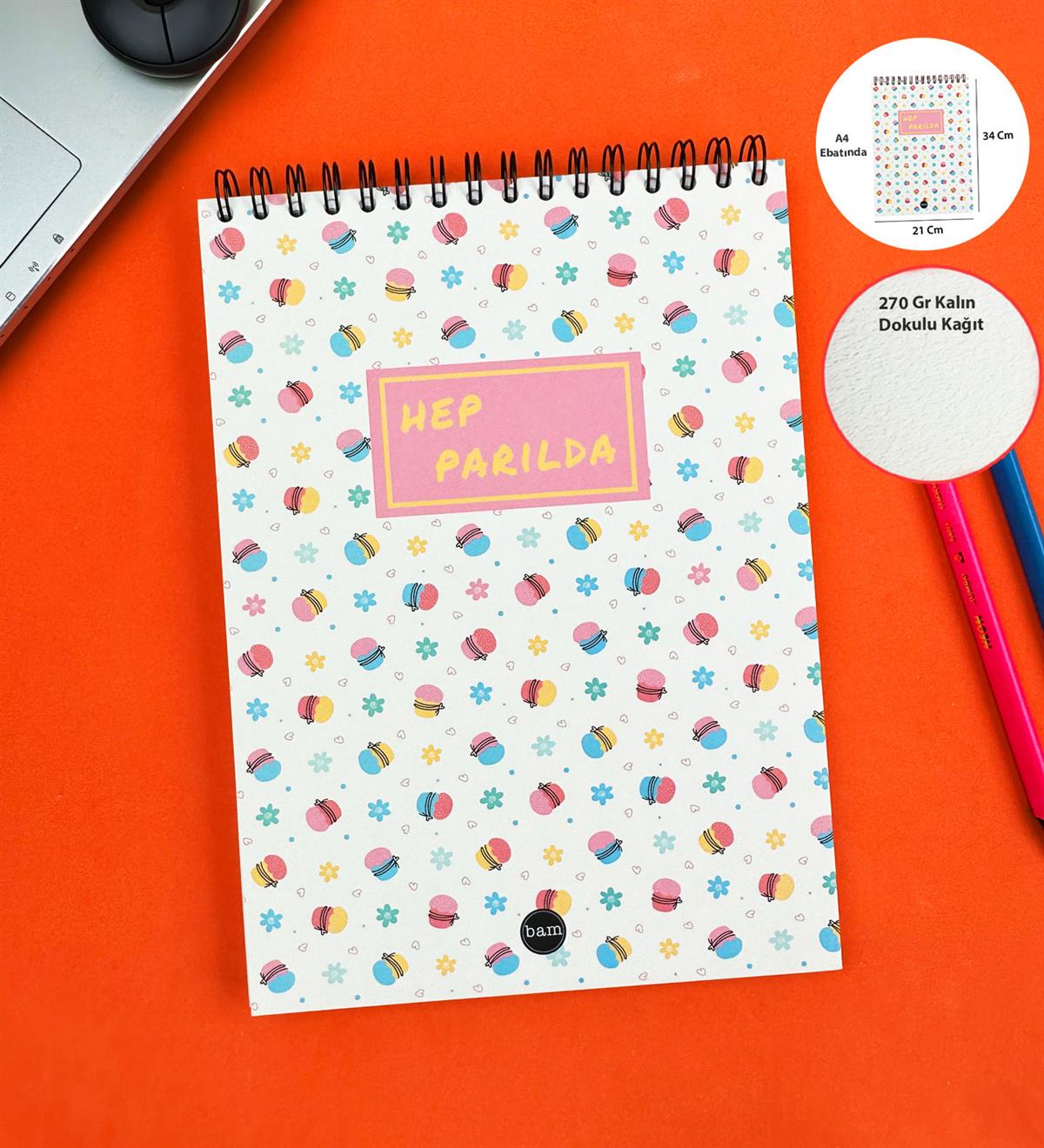 30x21Cm A4 Sketch Book - Eskiz Defteri - 270 Gr - 34 YaprakgiftmodaBAM-1051