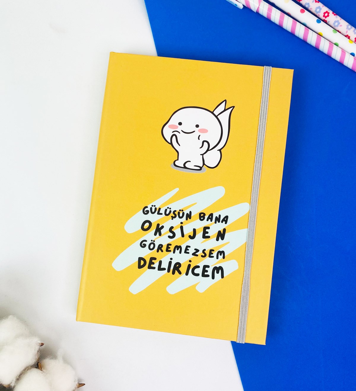Gülüşün Bana Oksijen Tasarımlı Lastikli DeftergiftmodaGmd100311