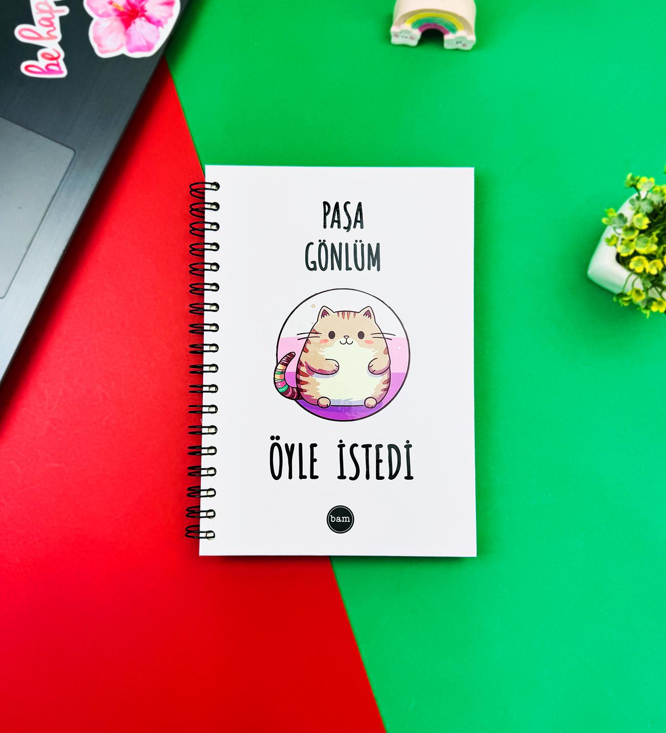 Paşa Gönlüm Öyle İstededi Tasarımlı Spiralli DeftergiftmodaBam-1284