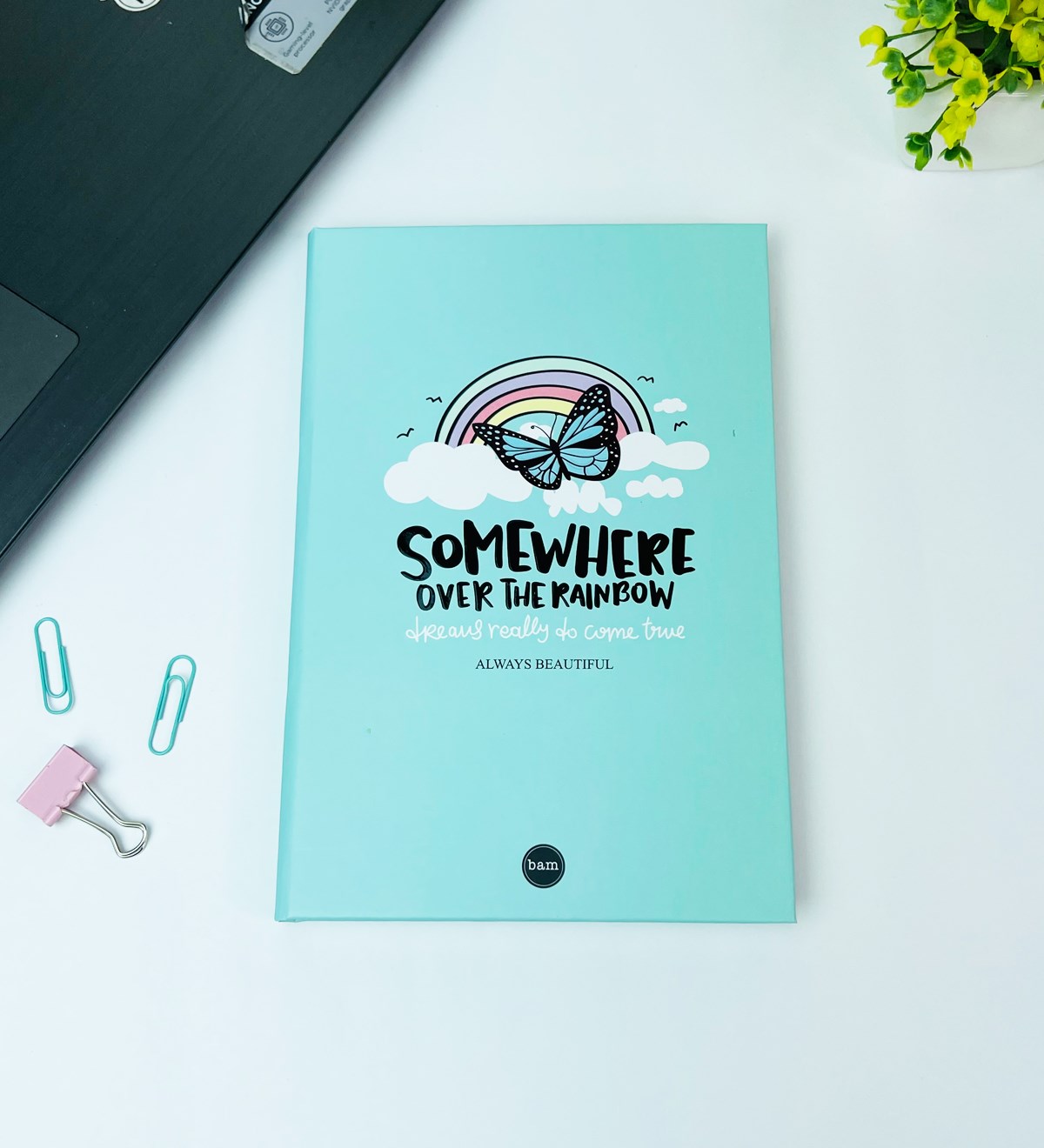 Gökkuşağı Kelebek Tasarımlı Lastikli DeftergiftmodaGmd100442