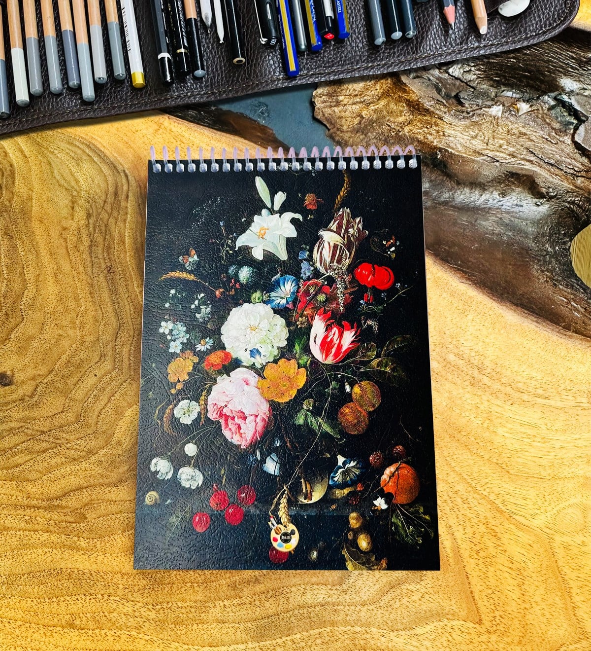 A5 Sketch Book - Eskiz Defteri - Spiralli Tutuş / Grenli Sert Tasarım KapakgiftmodaGmd100643-Çiçek-Art