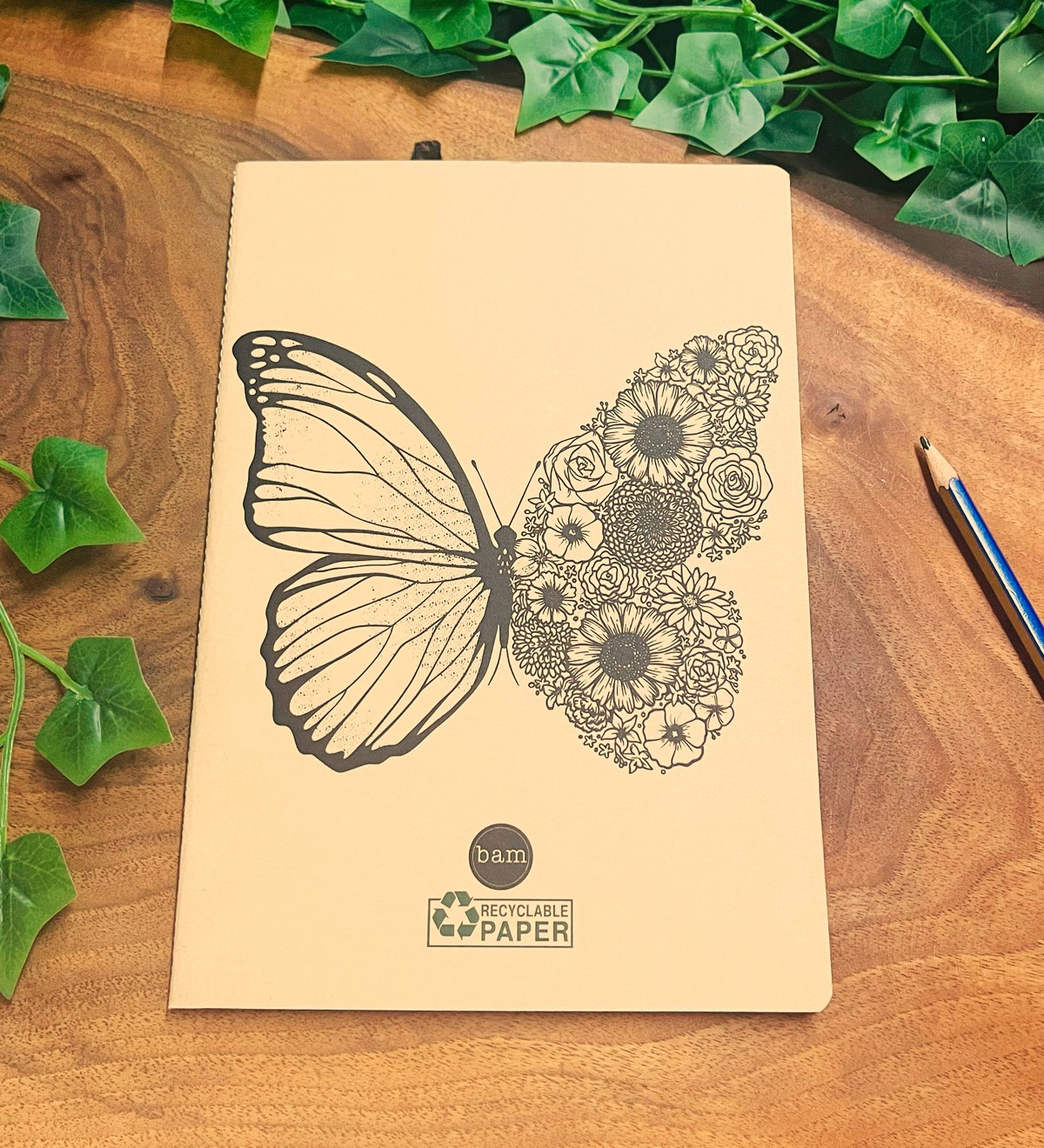 Kelebek Tasarımlı Geri Dönüşümlü Kraft DeftergiftmodaGmd100371